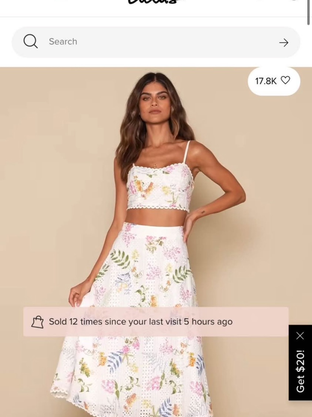 Lulu's White Floral Eyelet A-Line Midi Skirt